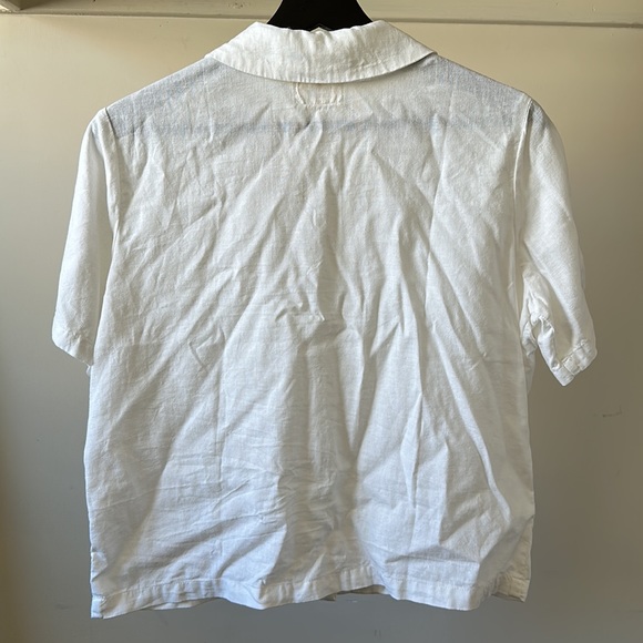 New Marine Layer Lucy hemp short sleeve resort shirt cropped boxy button down - Picture 10 of 14